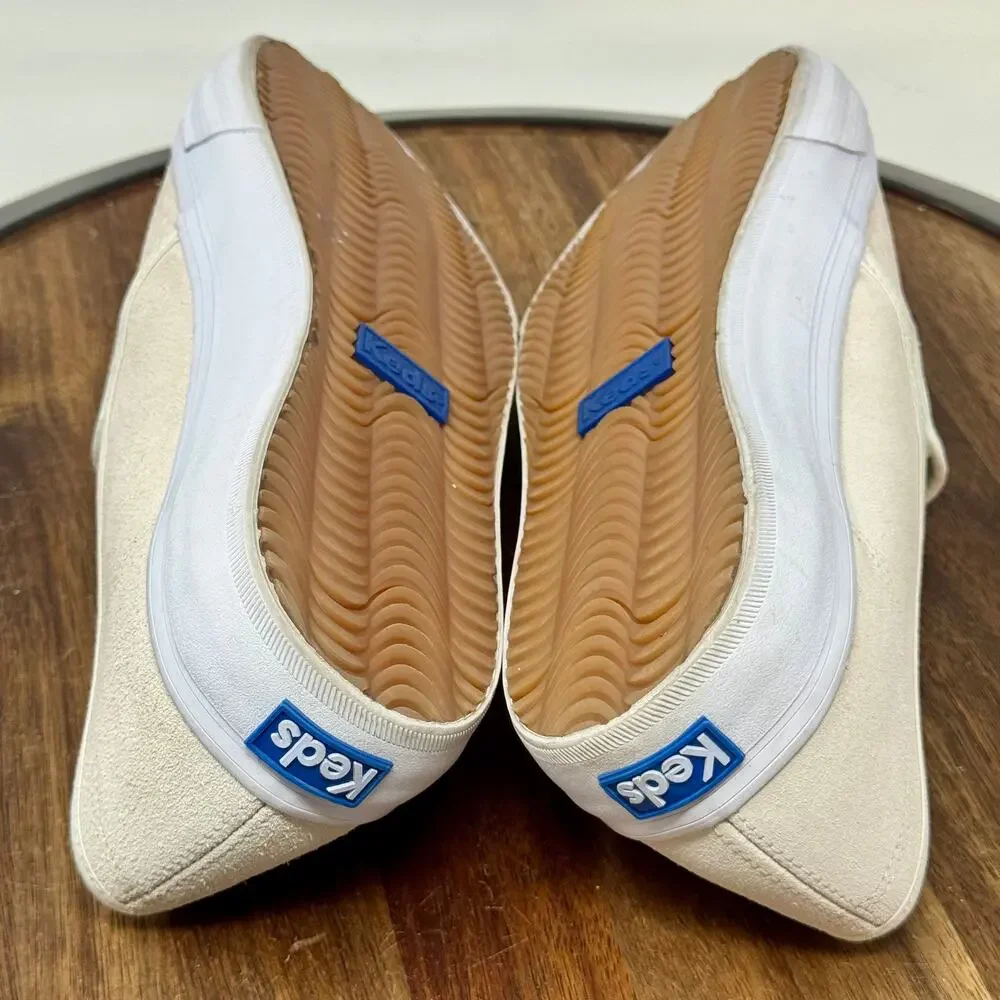 KEDS Double Decker Perforated Slip On Sneakers Off White Casual Shoes Women's 10